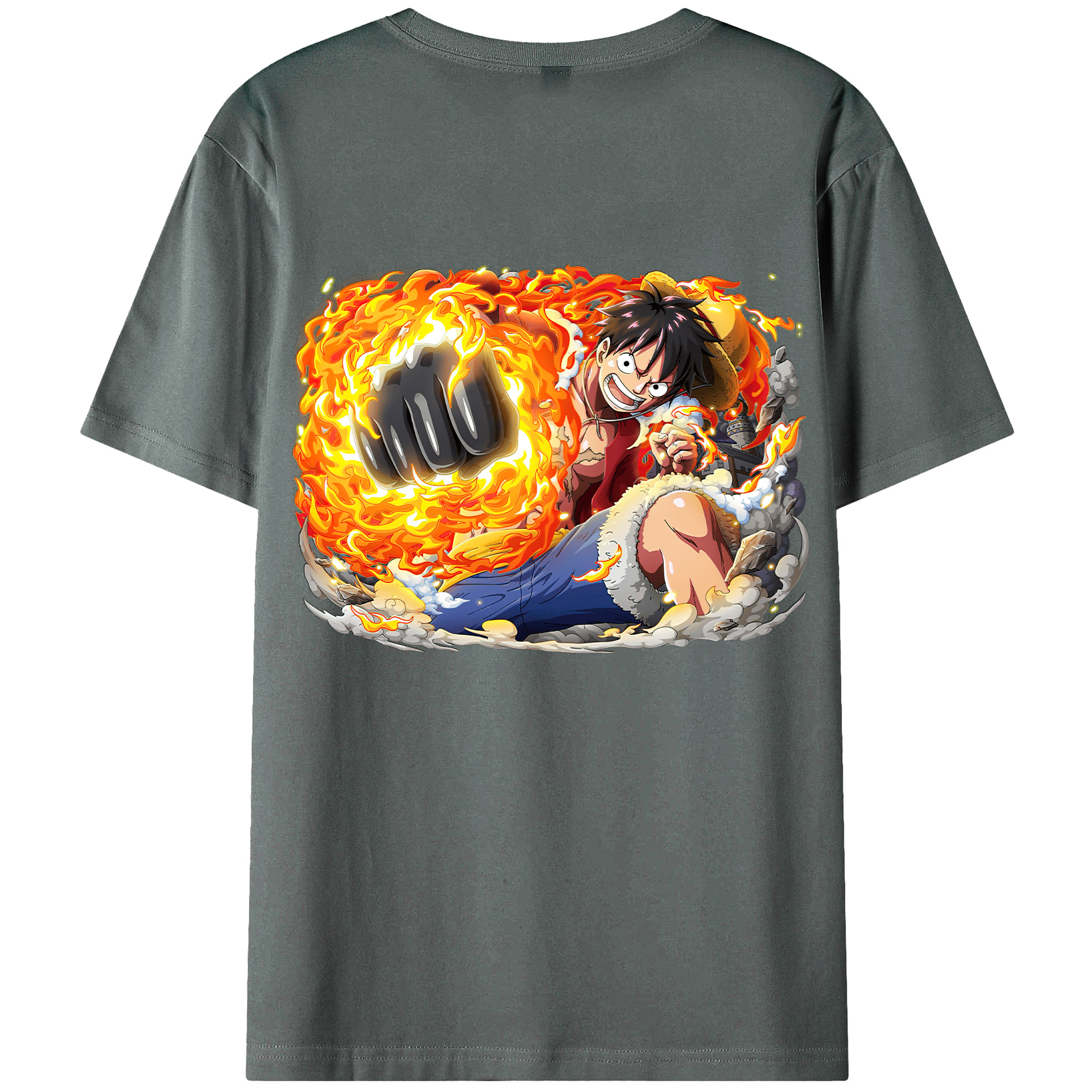 ワンピース モンキー・D・ルフィ ONE PIECE Monkey D. Luffy 綿100％ メンズ半袖Tシャツ（バックプリント） 通気性